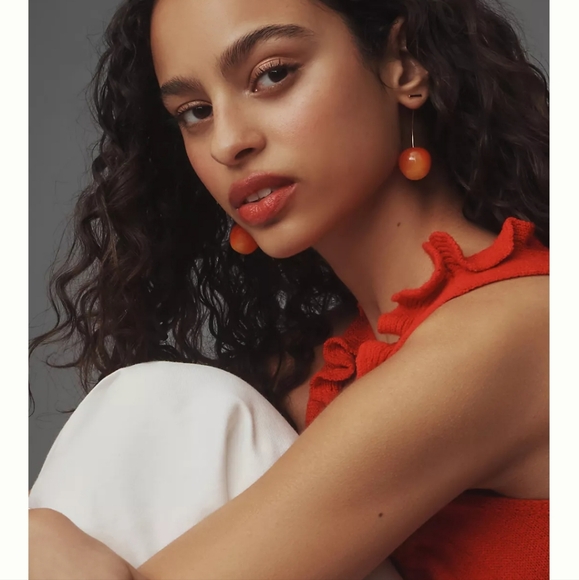 Anthropologie Cherry Drop Earrings in Red/Orange & Gold - NWT - Picture 3 of 4